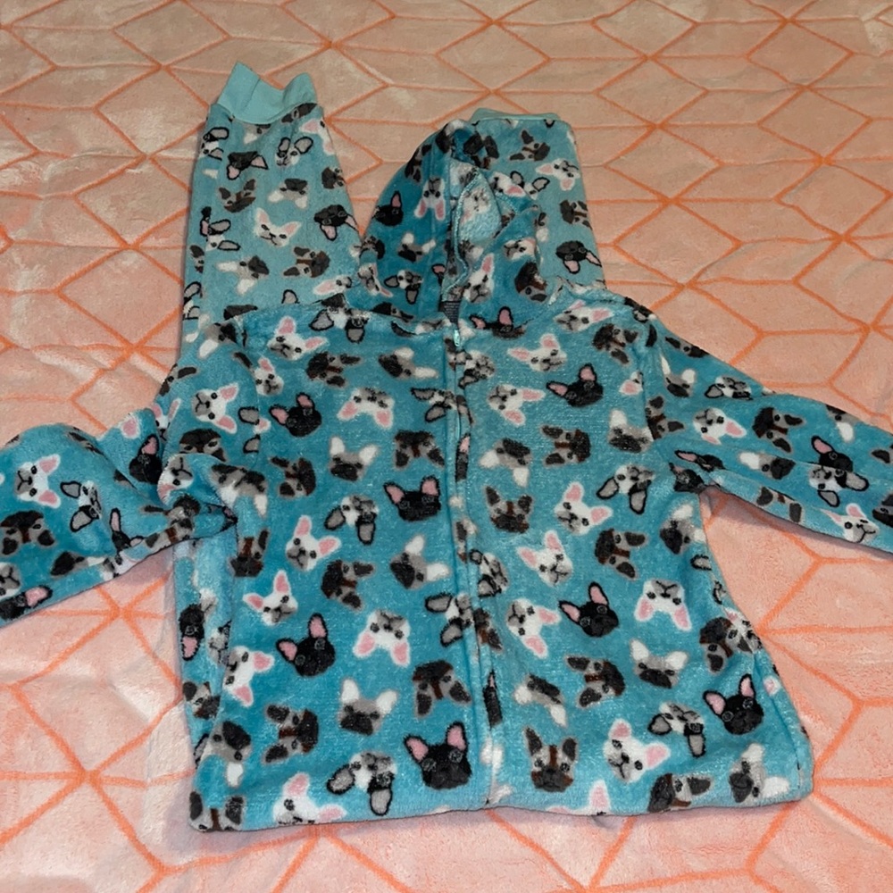 Girls French bulldog Full Body Pajamas!